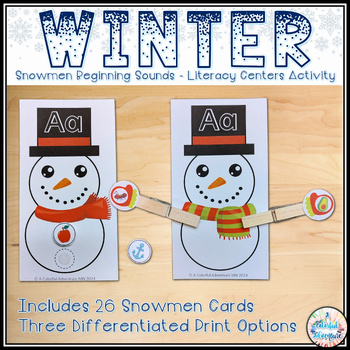 Preview of Winter Beginning Sounds Activity for December and January Literacy Centers