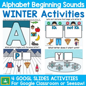 Preview of Winter Beginning Sounds for Kindergarten Morning Work