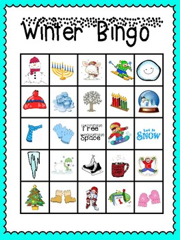 Preview of Winter Bingo (30 completely different cards & calling cards included!)