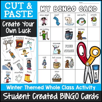 Preview of Winter Bingo Game | Cut and Paste Activities Bingo Template