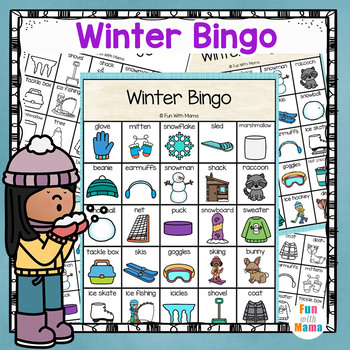 Preview of Winter Bingo Game With Pictures - Full Class Set