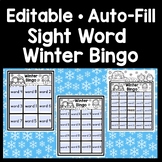 Winter Sight Word Bingo Game-Editable with Auto-Fill- 3 Si