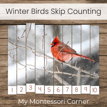 Preview of Winter Birds Skip Counting Puzzles, Montessori Math Extension Work