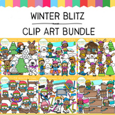 Kids and Animals Winter Blitz Clip Art Bundle