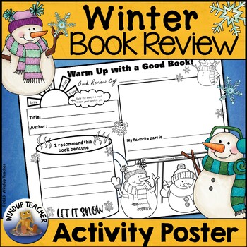 Preview of Winter Book Review Poster - Warm Up with a Good Book! Snowman