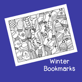 Winter Bookmarks PDF Printable Coloring Page Mittens, Hats