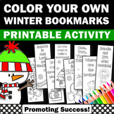 Winter Bookmarks to Color January Library Day Coloring She