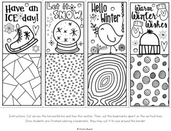 Winter Bookmarks to Color | Winter Coloring Bookmarks