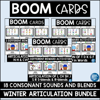 Preview of Winter Articulation Activities for Speech Therapy, Boom Cards, Preschool