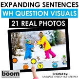 Winter Boom Cards Speech Therapy, Real Photos WH Questions