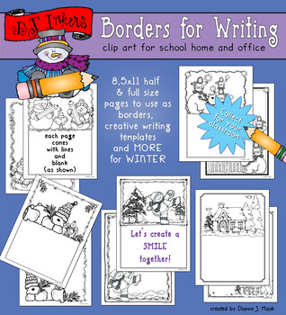 Preview of Winter Borders for Writing - Journaling, Handwriting, Creative Writing