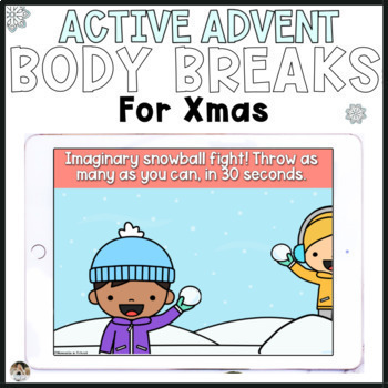 Preview of Winter Brain Break Digital Movement Cards and Advent Calendar Activities