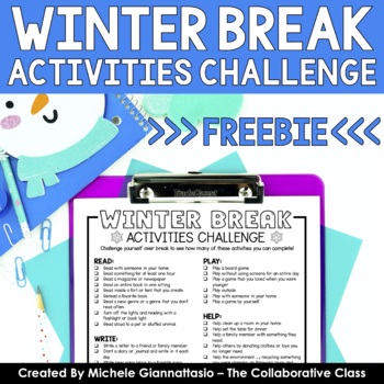 Preview of Winter Break Activities Challenge | FREEBIE