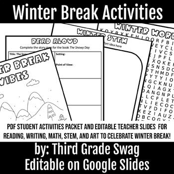 Preview of Winter Break Activities | Teacher Slides and Student Packet