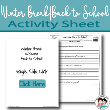 Preview of Winter Break, Back to School Activity Sheet, PDF, Google Slides