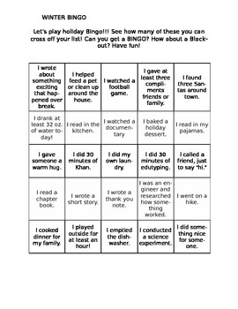 Preview of Winter Break Bingo