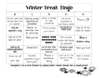 Preview of Winter Break Bingo (Editable)