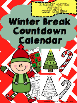 Winter Break/ Christmas Countdown Calendar by Stefanie Adams TpT
