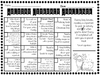 Preview of Winter Break - Holiday Reading Challenge (editable!)