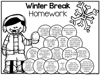 winter break homework for class 1