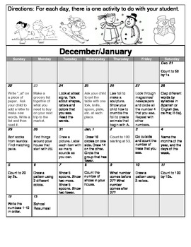 Winter Break Homework Calendar by Amna Hussain | TPT