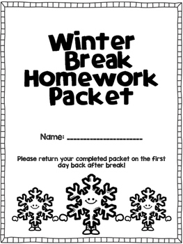 winter break homework cover page