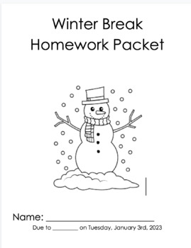 winter break homework cover page