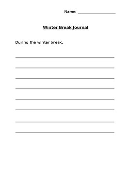 Preview of Winter Break Journal- Editable
