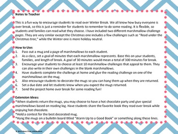 Winter Break Marshmallow Reading Challenge by More Than a Worksheet