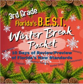 Preview of Winter Break Math Packet, 3rd Grade Florida's B.E.S.T. ; 10-day Review/Preview