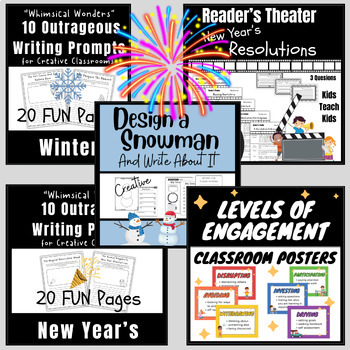 Preview of Winter Break & New Year's Resolution Bundle - Writing Prompts & Readers Theater
