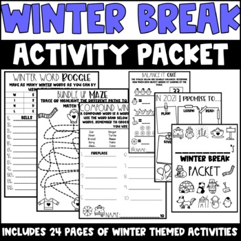 Preview of Winter Break Packet | Winter Themed Worksheets | Brain Teasers | Printables