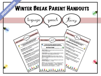 Preview of Parent Handouts | Winter Break | Articulation, Language, Fluency
