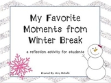 Winter Break Reflection Activity Favorite Moments Christmas Vacation New Years