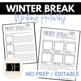 Winter Break Snapshots | NO PREP Writing Activity, January