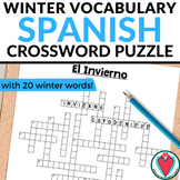 Spanish Winter Activity Worksheet Crossword - Winter Invie