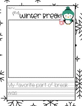 Winter Break Writing Prompt by Courtney Ellis | TPT