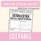 Winter Break Writing Prompt, Winter Break Newspaper, Winte