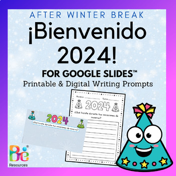 Preview of Winter Break Writing Prompts in Spanish Printable & Digital | New Year 2024
