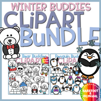 Preview of Winter Buddies Clipart Bundle 2022 - Penguin Clipart and Polar Bear Clipart