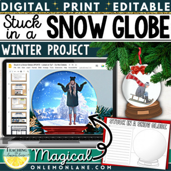 Preview of Winter Bulletin Board Christmas Writing Stuck Trapped in a Snow Globe Craft
