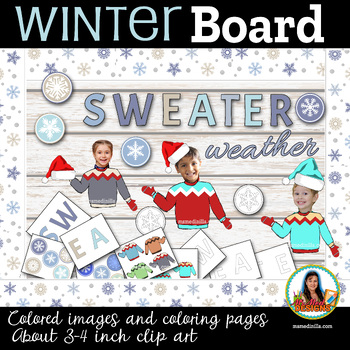 Preview of Winter Bulletin Board Kit & Student Activity Sweater Weather Decor
