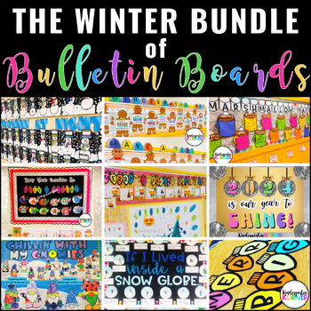 Preview of Winter Bulletin Boards BUNDLE 8 Writing & Math Crafts, Activities K, 1st