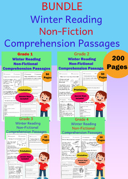 Preview of Winter Bundle-40 Nonfiction Winter Reading Comprehension Stories for Grade 1-4