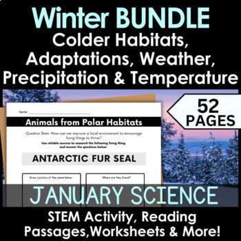 Preview of Winter Bundle | Adaptations and Habitats in Winter | January Science