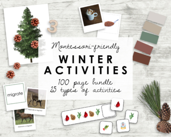 Preview of Winter Bundle Ages 3-6 | 100 Pages, 25 Types of Activities | Montessori-Friendly