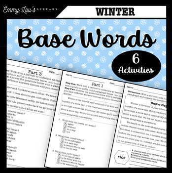 Preview of Winter Bundle Base Words, Prefix, Suffix Reading Passage Partners or IND