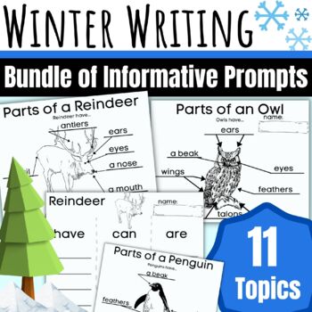 Preview of Winter Bundle Informative Writing Prompts about Animals Cyber Monday Sale
