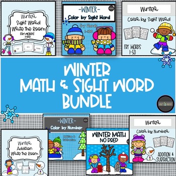 Preview of WINTER BUNDLE Addition, Subtraction, & Sight Words