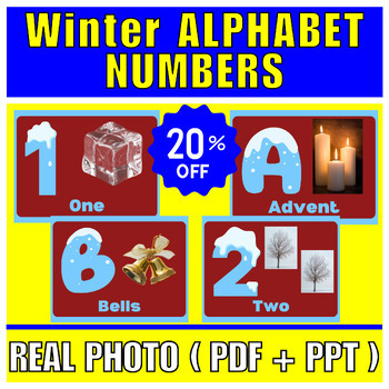Preview of Winter Bundle Of Alphabet Lettres & Numbers with Real Photo - Print & Digital